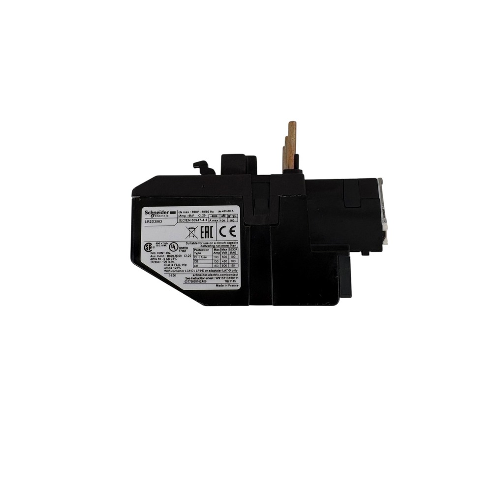 Schneider Electric Overload Relay LR2D3563 63-80A Black Excellent TeSys D